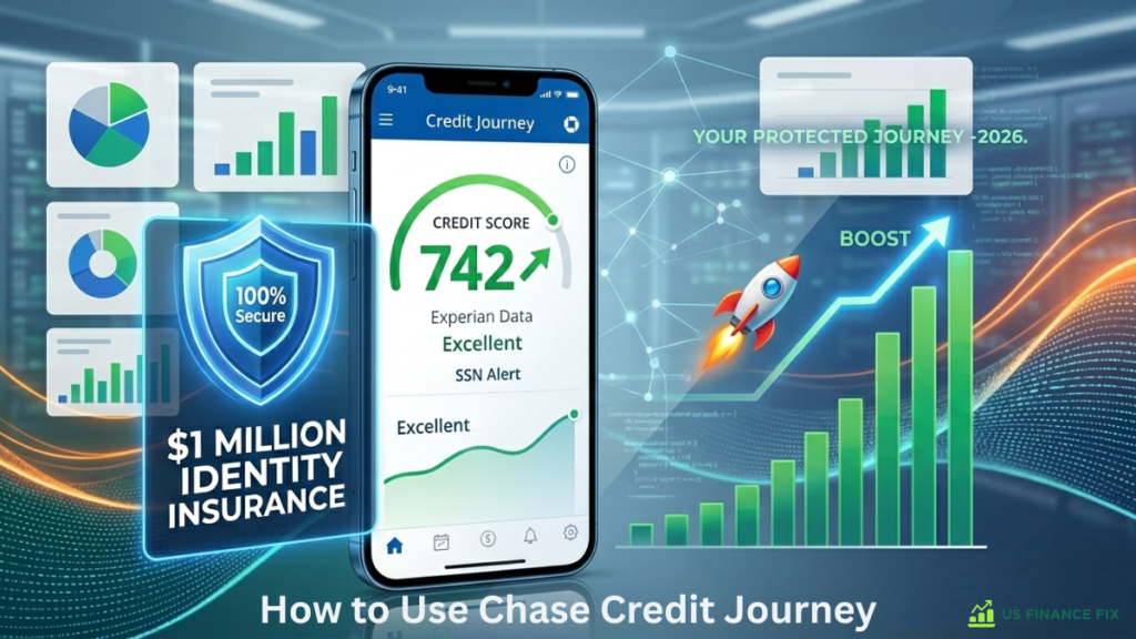 Illustration of how to use chase credit journey for activating free $1M identity theft insurance and SSN monitoring to boost score and protection.